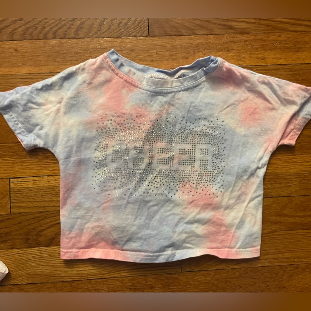 2/$15 Blinged CHEER tie dye crop YM